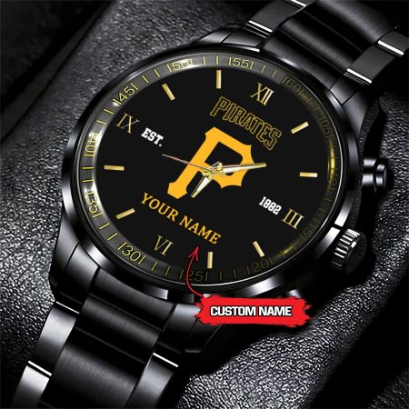 Pittsburgh Pirates MLB Black Fashion Watch Custom Your Name For Fan
