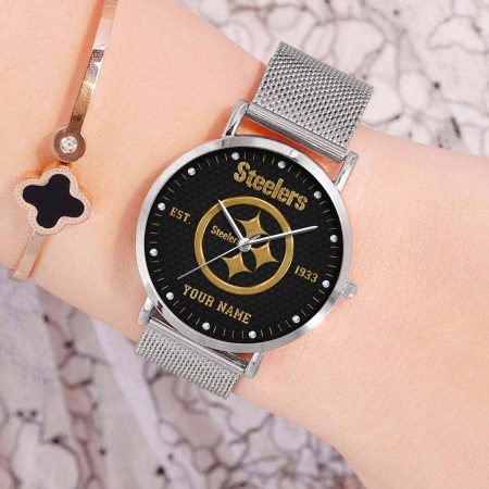 Pittsburgh Steelers NFL Black Fashion Watch Custom Your Name