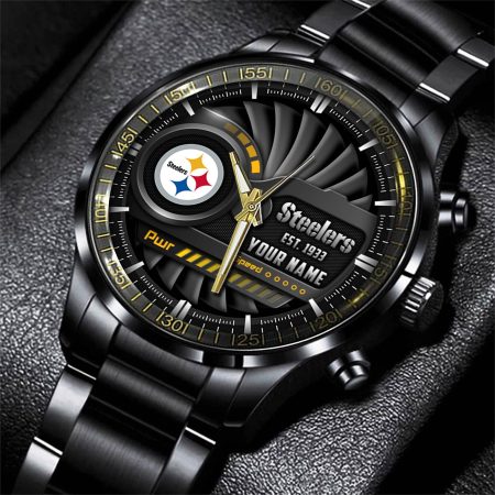 Pittsburgh Steelers NFL Black Fashion Watch Custom Your Name