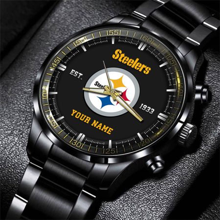 Pittsburgh Steelers NFL Personalized Black Fashion Watch Gifts For Fans