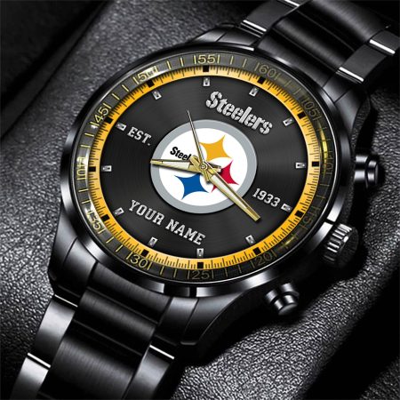Pittsburgh Steelers NFL Personalized Black Fashion Watch Gifts For Fans