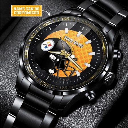 Pittsburgh Steelers NFL Personalized Black Hand Watch Gift For Fans