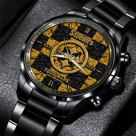 Pittsburgh Steelers NFL Personalized Sport Black Watch Gifts For Fans