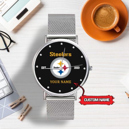 Pittsburgh Steelers NFL Personalized Style Sliver Hand Watch For Lady For Fan