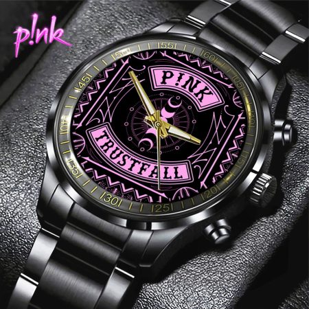 P!nk Music Black Stainless Steel Watch Gift For Fan