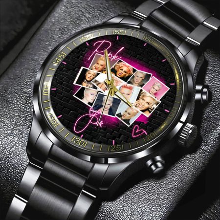 P!nk Music Black Stainless Steel Watch Gift For Fan