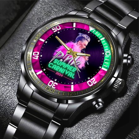 P!nk Music Black Stainless Steel Watch Gift For Fan