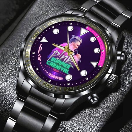 P!nk Music Black Stainless Steel Watch Gift For Fan
