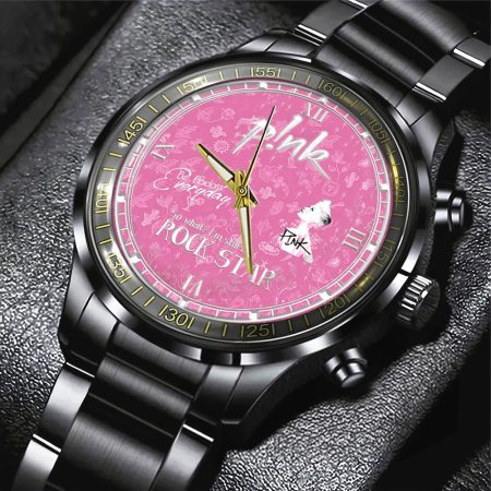 P!nk Music Black Stainless Steel Watch Gift For Fan