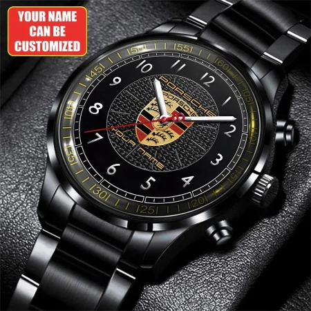Porsche Car Personalized Black Hand Watch Gift For Fans