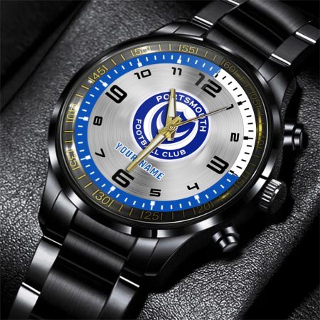 Portsmouth EFL Personalized Black Stainless Steel Hand Watch For Fan