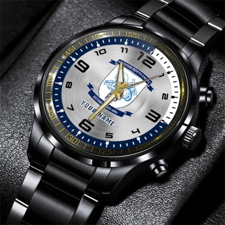 Preston North End EFL Personalized Black Stainless Steel Hand Watch For Fan
