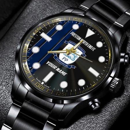 Preston North End FC Personalized New Black Hand Watch Gift For Fans