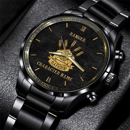 Ranger Dungeons & Dragons Game Black Fashion Watch Custom Character Name