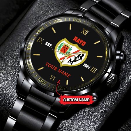 Rayo Vallecano LaLiga Personalized Black Hand Watch Gifts For Fan Club