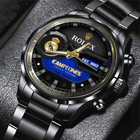 Real Madrid CF La Liga x Rolex Black Stainless Steel Watch Gift For Fan
