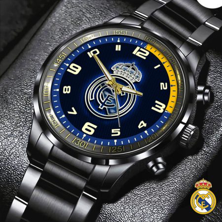 Real Madrid La Liga CF Black Stainless Steel Watch Gift For Fan