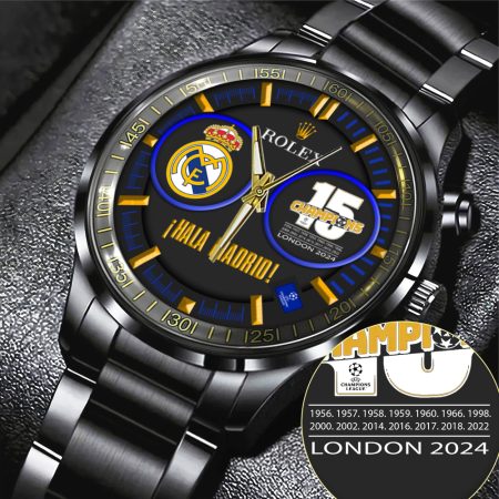 Real Madrid La Liga CF x Rolex Black Stainless Steel Watch Gift For Fan