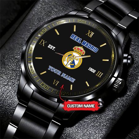Real Madrid LaLiga Personalized Black Hand Watch Gifts For Fan Club