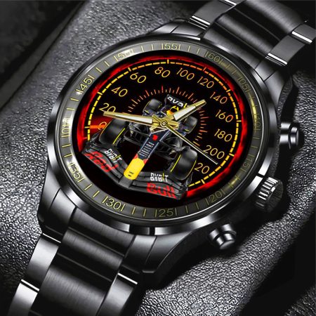 Red Bull Racing F1 Black Stainless Steel Watch Gift For Fan