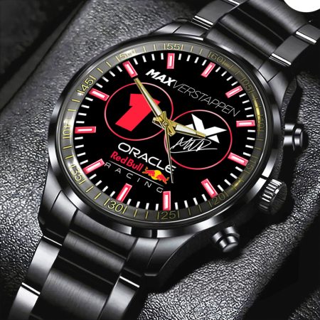 Red Bull Racing F1 MV1 Black Stainless Steel Watch Gift For Fan