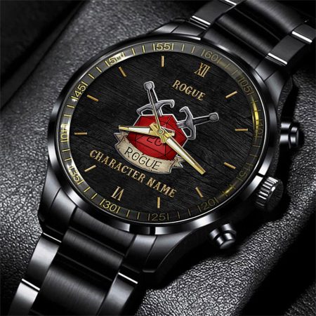 Rogue Dungeons & Dragons Game Black Fashion Watch Custom Character Name