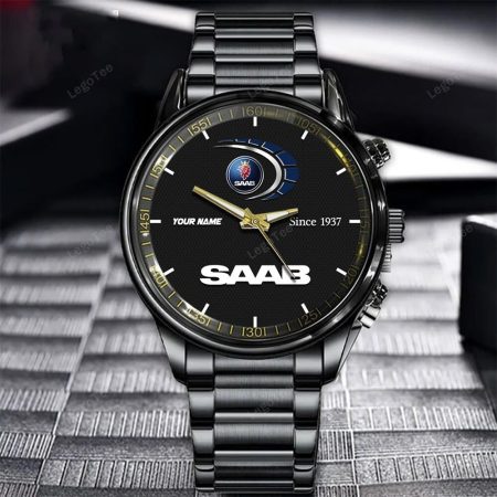 Saab New Personalized Black Hand Watch Gifts For Fans