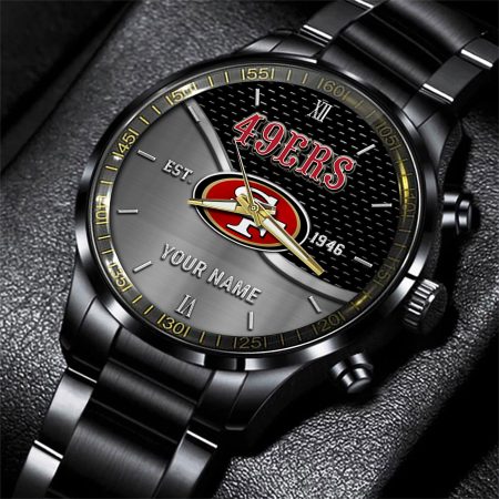 San Francisco 49ers NFL Black Fashion Hand Watch Custom Your Name Gift For Fan