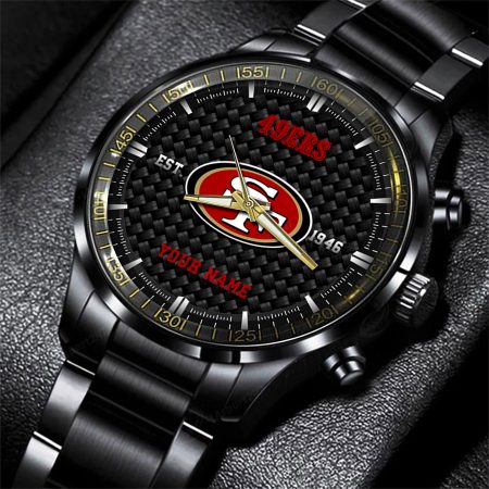 San Francisco 49ers NFL Black Fashion Hand Watch Custom Your Name Gift For Fan