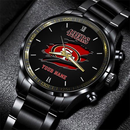 San Francisco 49ers NFL Personalized Black Fashion Watch For Football Lovers For Fan