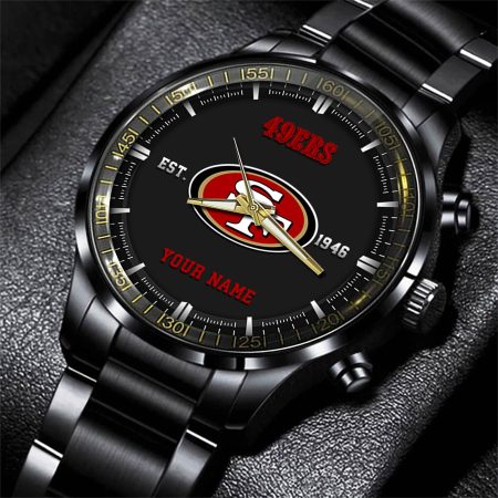 San Francisco 49ers NFL Personalized Black Fashion Watch Gifts For Fans