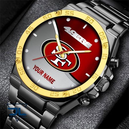 San Francisco 49ers NFL Personalized Black Hand Watch Gifts For Fans