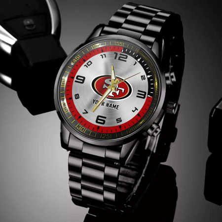 San Francisco 49ers NFL Personalized Black Hand Watch Gifts For Fans
