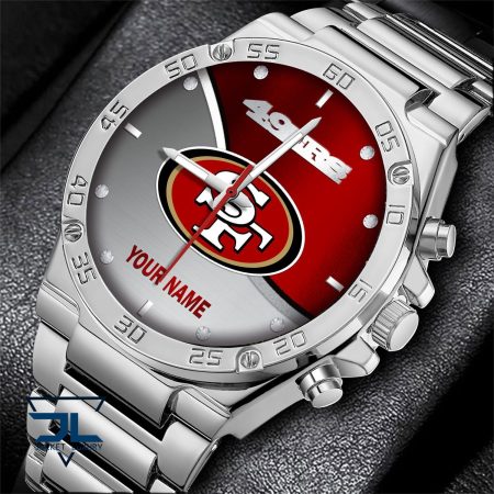 San Francisco 49ers NFL Personalized Black Hand Watch Gifts For Fans