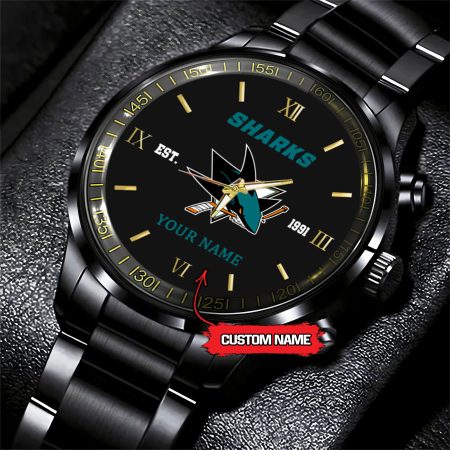 San Jose Sharks NHL Hockey Game Time Custom Black Fashion Watch For Fan