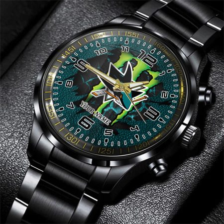 San Jose Sharks NHL Personalized 3D Black Men Hand Watch Gift For Fans