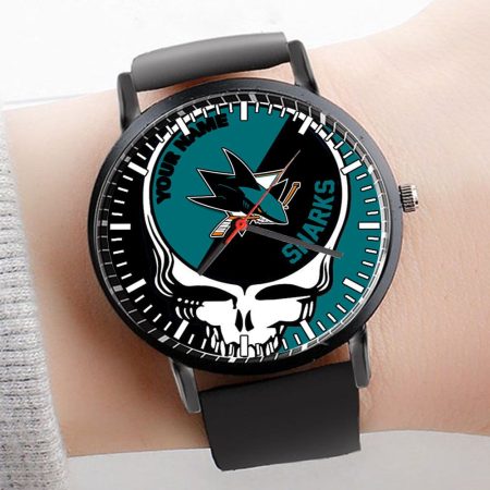 San Jose Sharks NHL Personalized 3D Men Leather Hand Watch Gift For Fans For Father