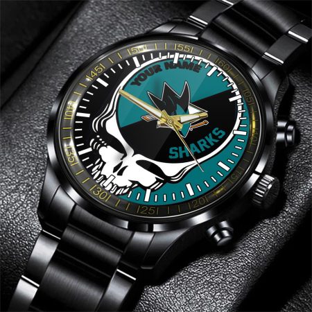San Jose Sharks NHL Skull Personalized Hand Watch Gift For Fans