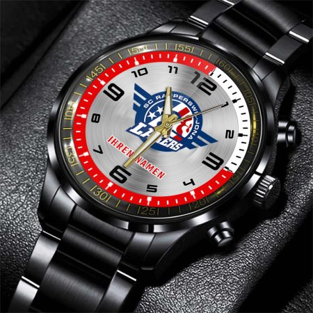 SC Rapperswil-Jona Lakers NL Personalized Black Stainless Steel Hand Watch For Fan