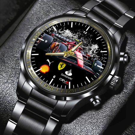 Scuderia Ferrari Car Black Stainless Steel Watch Gift For Fan