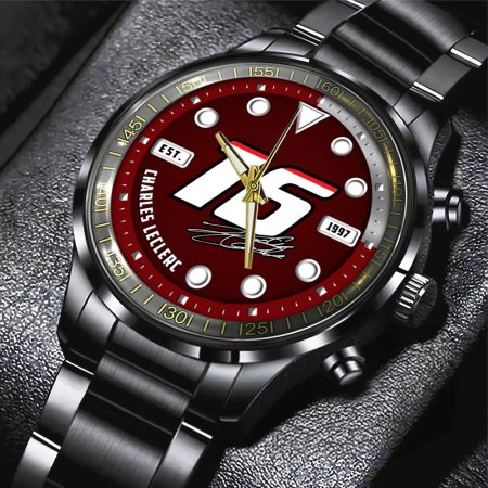 Scuderia Ferrari x Charles Leclerc Black Stainless Steel Watch Gift For Fan