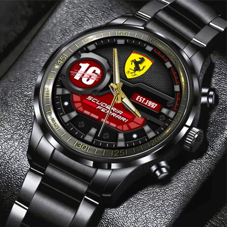 Scuderia Ferrari x Charles Leclerc Black Stainless Steel Watch Gift For Fan