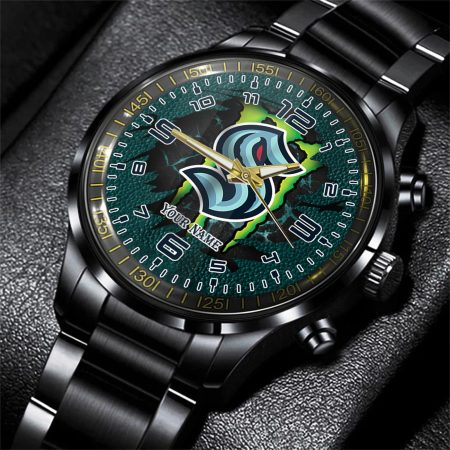 Seattle Kraken NHL Personalized 3D Black Men Hand Watch Gift For Fans