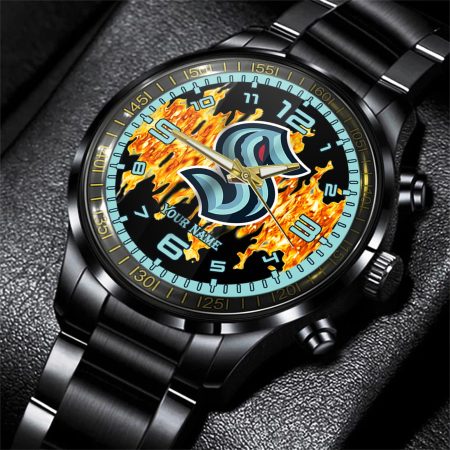 Seattle Kraken NHL Personalized 3D Black Watch Gift For Fans