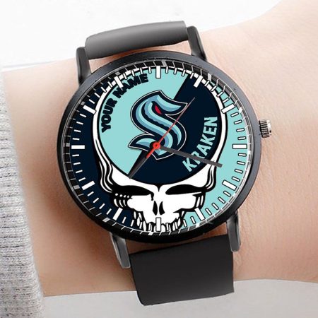 Seattle Kraken NHL Personalized 3D Men Leather Hand Watch Gift For Fans For Father