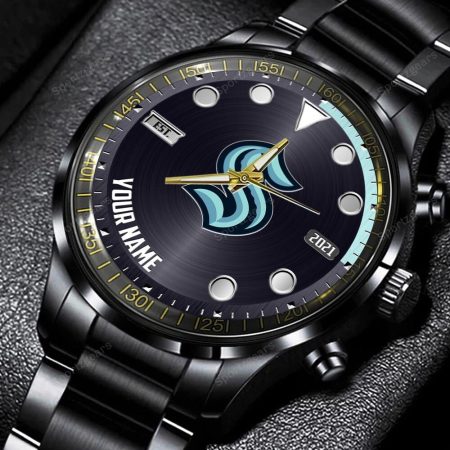 Seattle Kraken NHL Personalized New Black Hand Watch Gift For Fans
