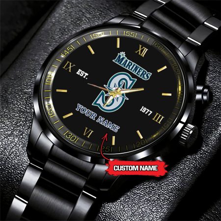 Seattle Mariners MLB Black Fashion Watch Custom Your Name For Fan