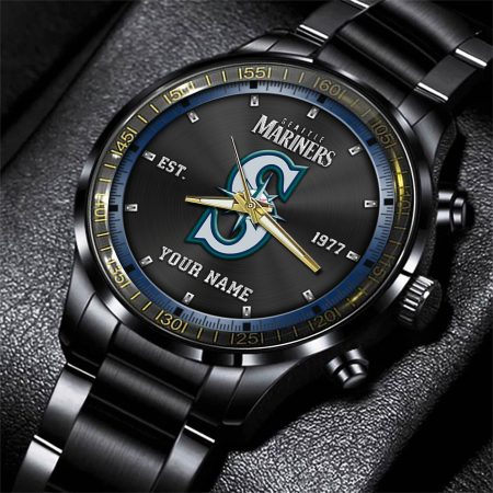 Seattle Mariners MLB Personalized Black Style Hand Watch Gifts For Fan
