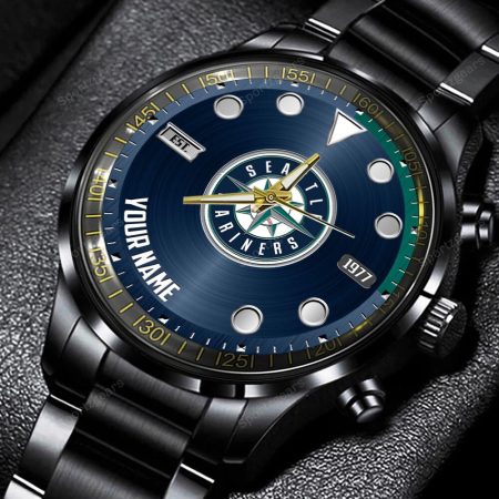 Seattle Mariners MLB Personalized New Black Hand Watch Gift For Fans