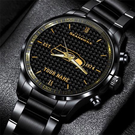 Seattle Seahawks NFL Black Fashion Hand Watch Custom Your Name Gift For Fan